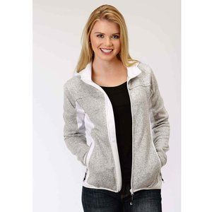 Women's Gray and White Zip-Up Jacket